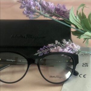 Salvatore Ferragamo Black Cat-Eye Glasses new with tag.